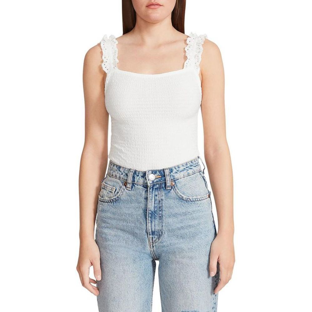 BB Dakota by Steve Madden White Lace Trim Top